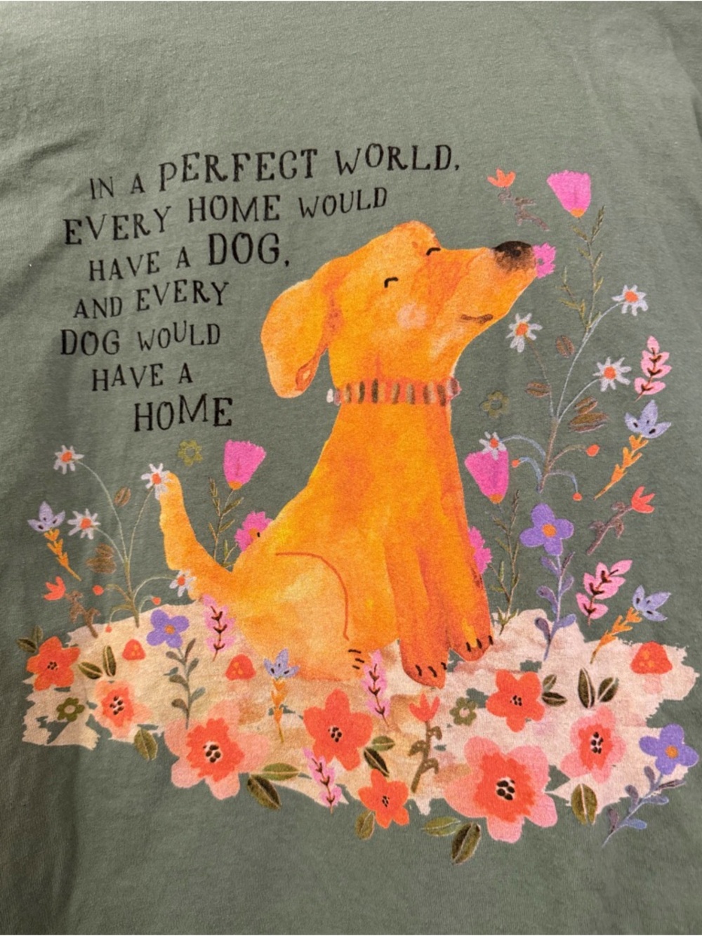 Natural Life women’s Graphic Dog TShirt Green Floral Puppy Quote Tee Size Small - Picture 5 of 7